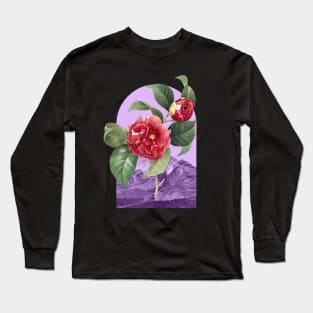 Floral Landscape Red Camellia Long Sleeve T-Shirt